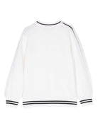 Maglione con logo ricamato per bambino Balmain Kids bianco con bordo a righe - Rubino Kids