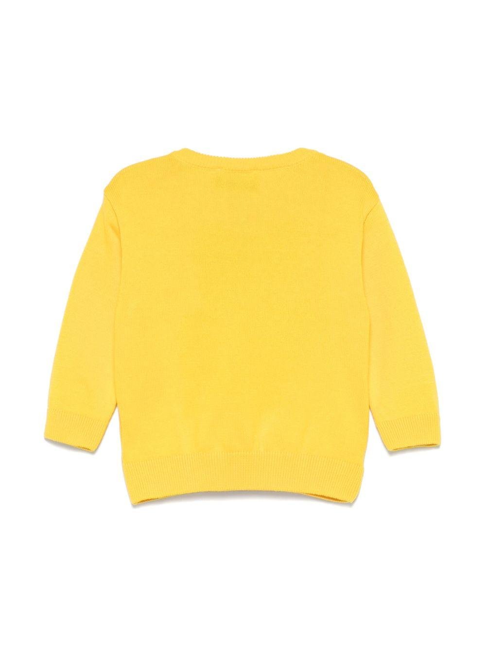 Maglione con motivo Teddy Bear per neonato Moschino Kids giallo con girocollo - Rubino Kids