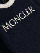 Maglione con ricamo logo per neonato Moncler Enfant blu con rifinitura a coste - Rubino Kids