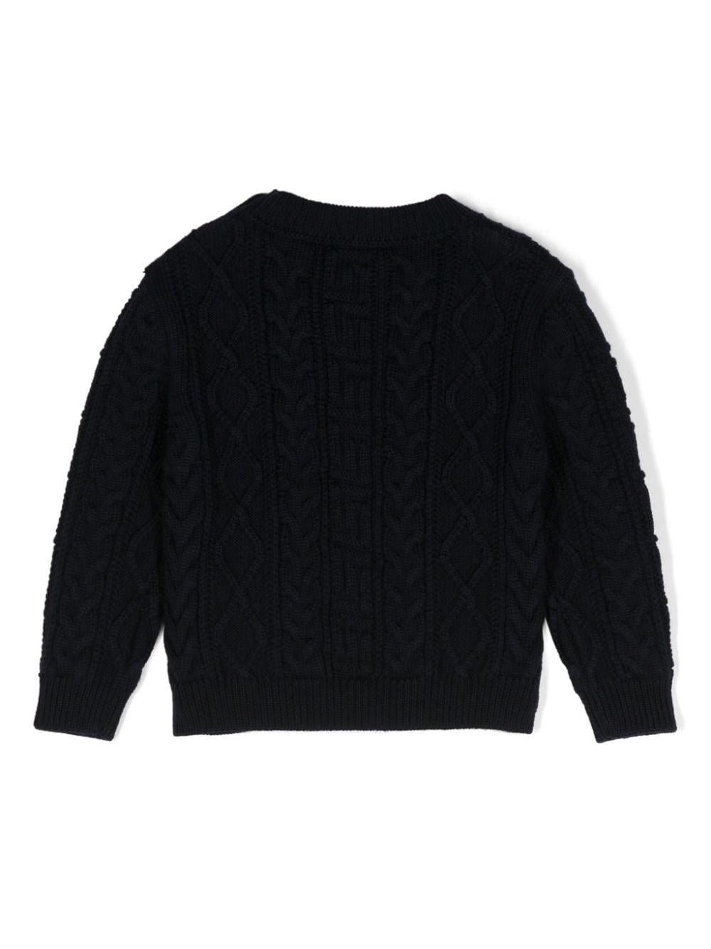 Maglione con ricamo Medusa per neonato Versace Kids blu con abbottonatura sulla spalla - Rubino Kids