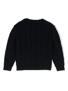 Maglione con ricamo Medusa per neonato Versace Kids blu con abbottonatura sulla spalla - Rubino Kids