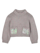 Maglione crop per bambina Billieblush grigio con maniche a palloncino - Rubino Kids
