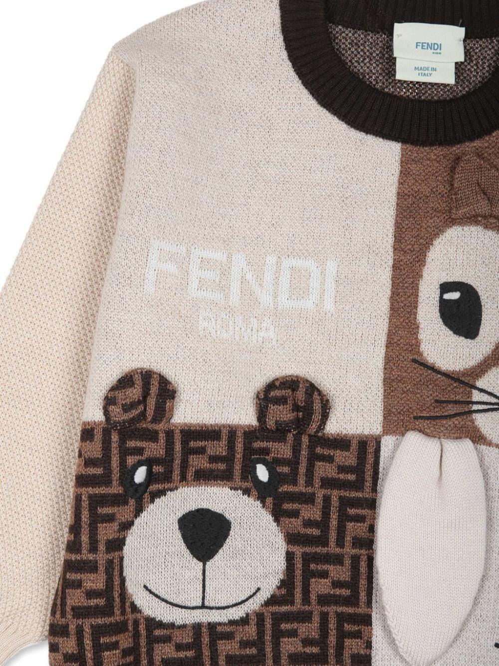 FENDI KIDS Crewneck Wool Sweater | Sale Price
