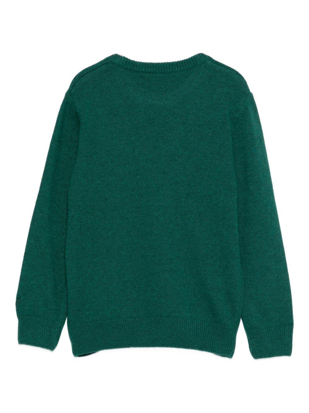 Maglione Douglas per bambino MC2 Saint Barth verde con scritta jacquard "My dad is too cool" - Rubino Kids