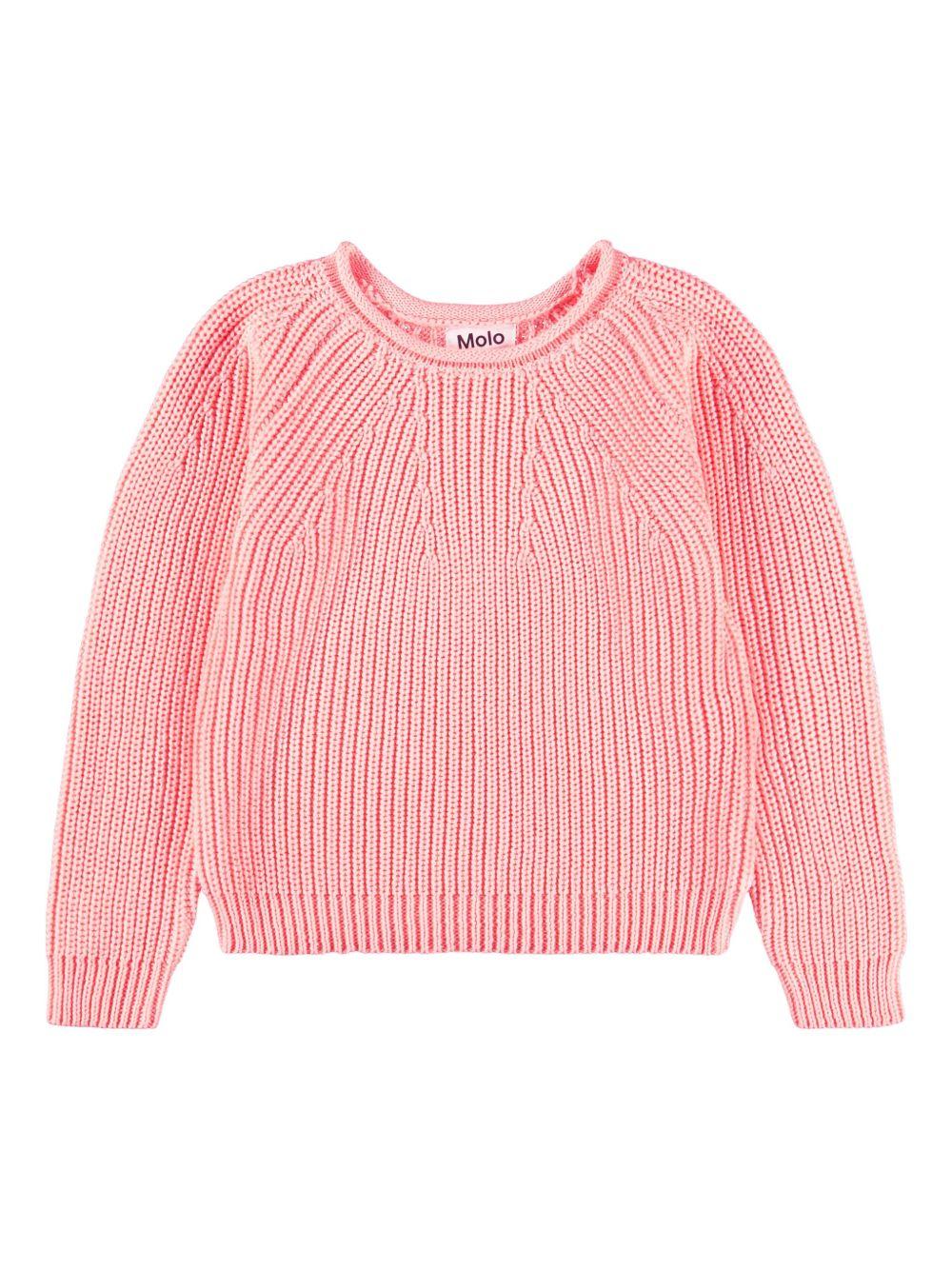 Maglione Gaye per bambina Molo rosa con lavorazione in maglia a coste - Rubino Kids