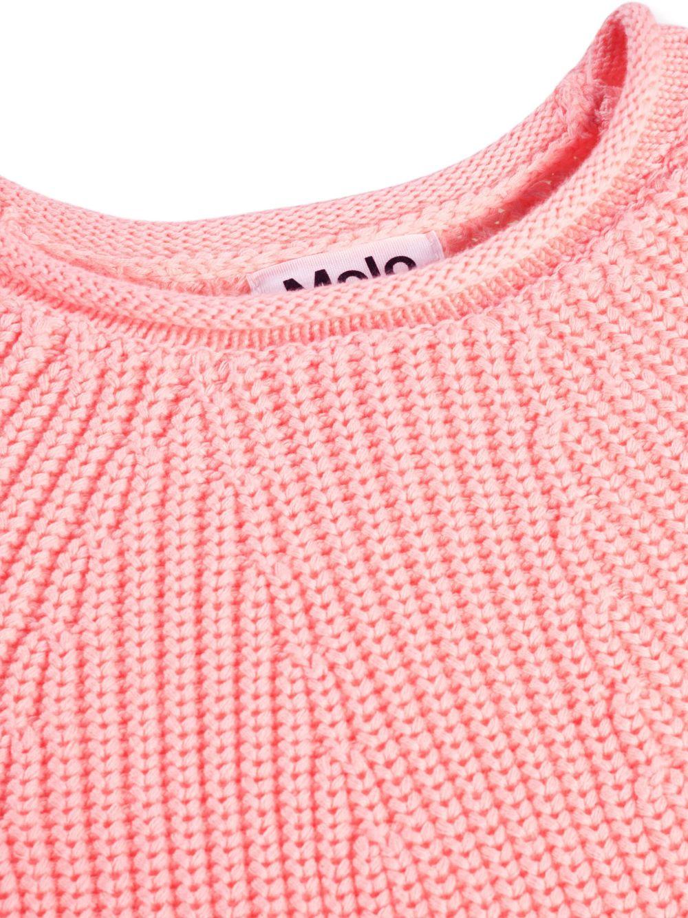 Maglione Gaye per bambina Molo rosa con lavorazione in maglia a coste - Rubino Kids