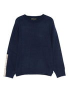 Maglione girocollo per bambino Emporio Armani Kids blu navy con logo - Rubino Kids