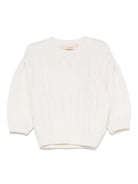 Maglione in lana merino per bambina Elisabetta Franchi La Mia Bambina bianco con logo intarsiato - Rubino Kids