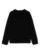 Maglione lavorato a maglia con logo jacquard per bambina Balmain Kids nero con girocollo - Rubino Kids
