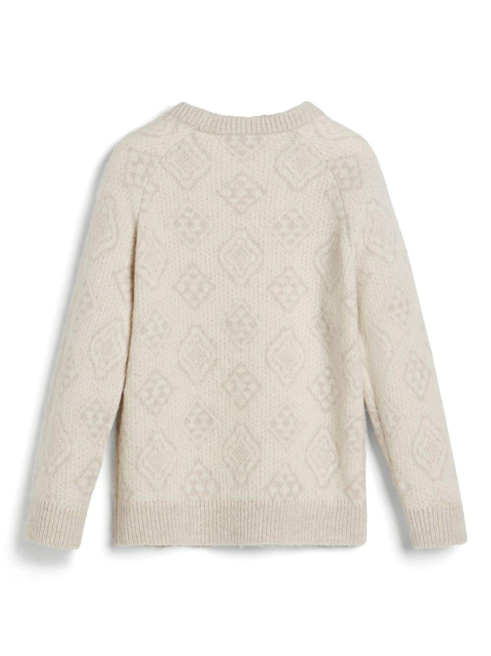 Maglione lavorato a maglia per bambino Brunello Cucinelli Kids bianco con intarsio fantasia - Rubino Kids
