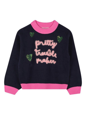Maglione per bambina Billieblush blu con grafica 