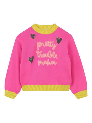 Maglione per bambina Billieblush rosa con ricamo 