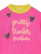 Maglione per bambina Billieblush rosa con ricamo "Pretty Trouble Maker" - Rubino Kids