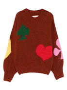Maglione per bambina Bobo Choses rosso con intarsio semi carte da gioco - Rubino Kids