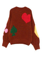 Maglione per bambina Bobo Choses rosso con intarsio semi carte da gioco - Rubino Kids