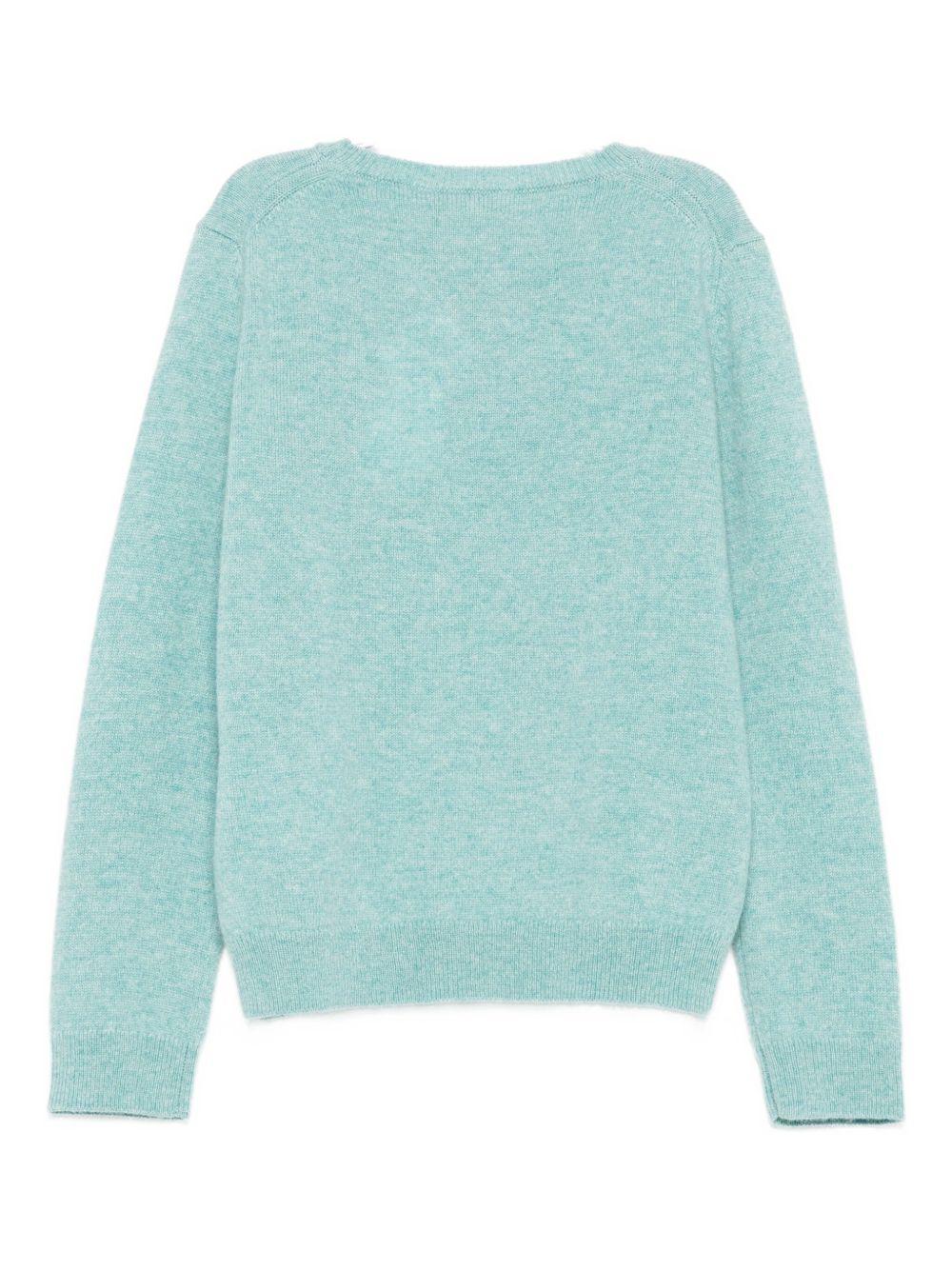 Maglione per bambina Bonpoint azzurro con logo ricamato - Rubino Kids