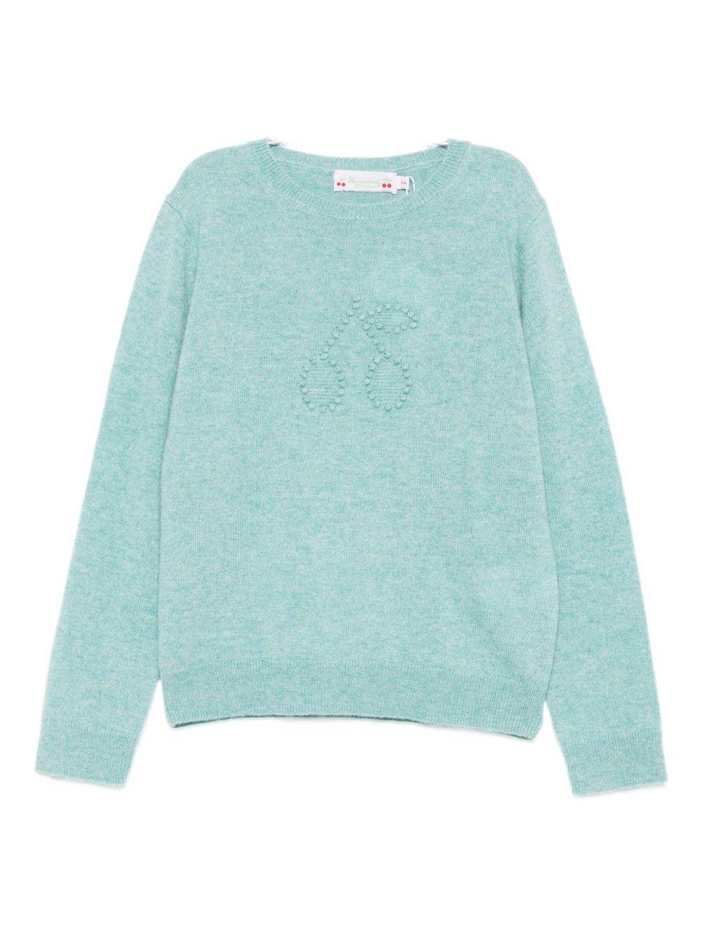 Maglione per bambina Bonpoint azzurro con logo ricamato - Rubino Kids
