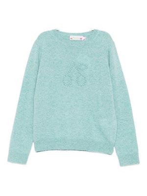 Maglione per bambina Bonpoint azzurro con logo ricamato