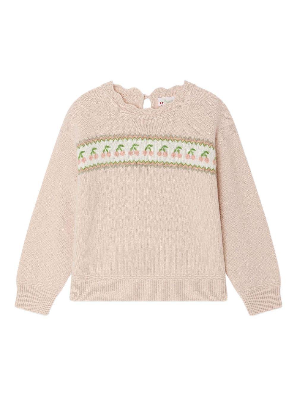 Maglione per bambina Bonpoint Judith rosa con effetto jacquard - Rubino Kids