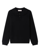 Maglione per bambina Bonpoint nero con colletto con ruches - Rubino Kids