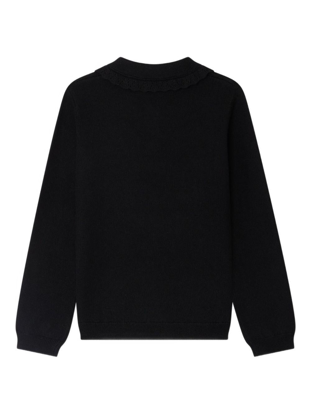 Maglione per bambina Bonpoint nero con colletto con ruches - Rubino Kids