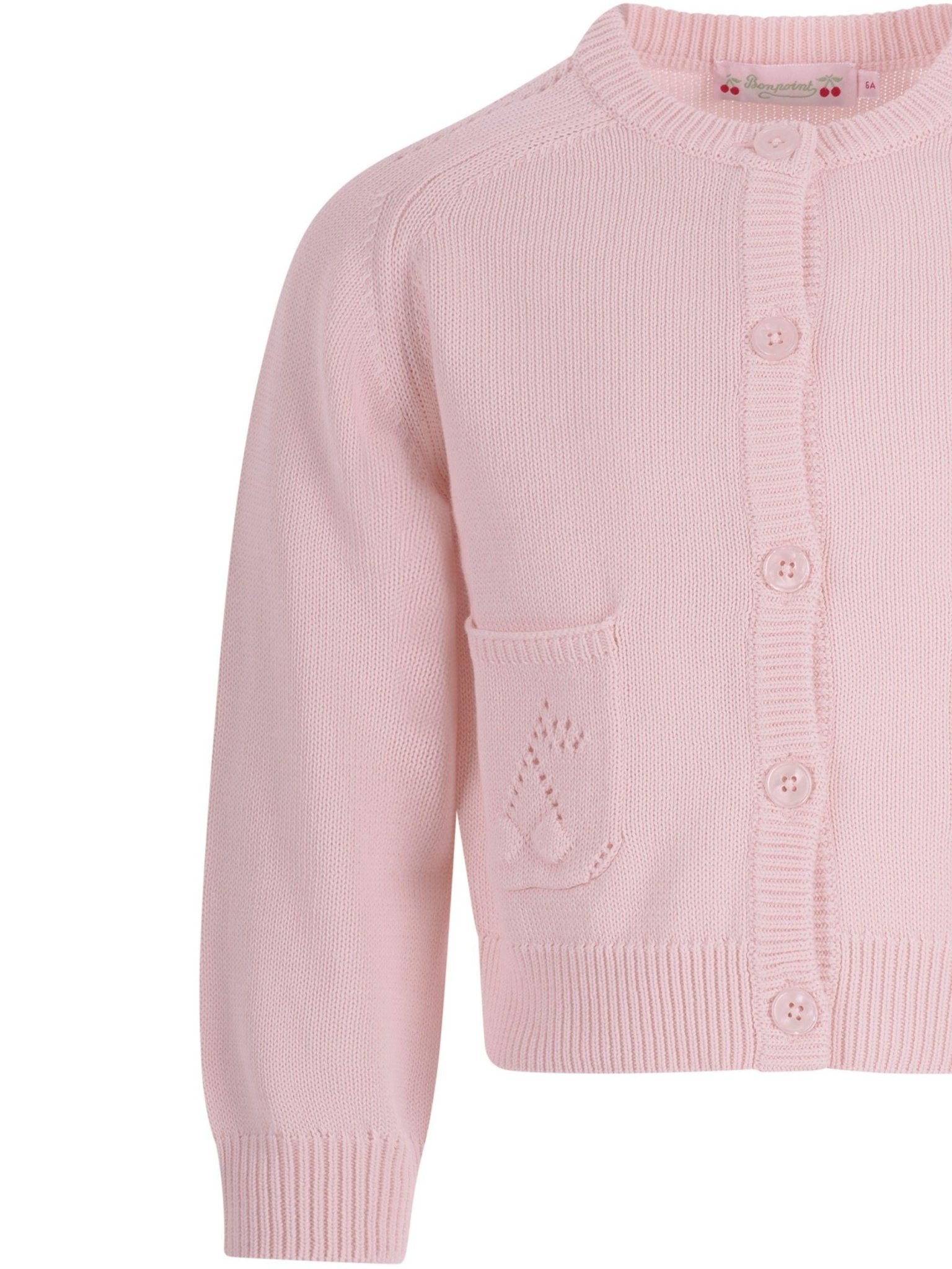 Maglione per bambina Bonpoint rosa con ricamo ciliegie sul davanti - Rubino Kids