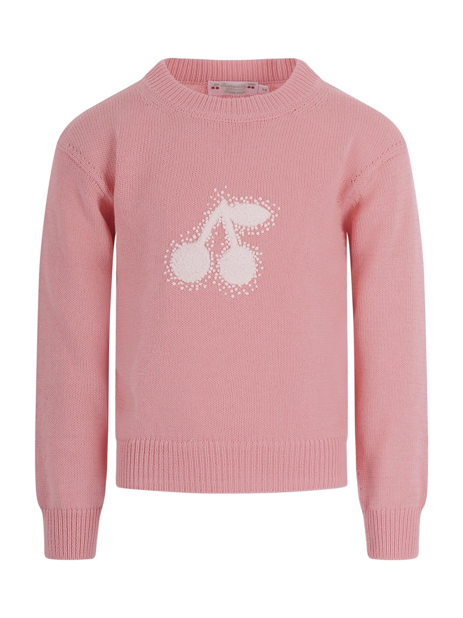 Maglione per bambina Bonpoint rosa con stampa ciliegia sul davanti - Rubino Kids