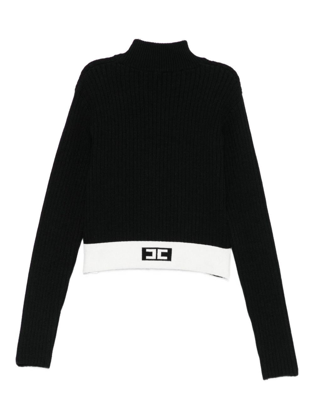 Maglione per bambina Elisabetta Franchi La Mia Bambina nero con banda logo - Rubino Kids