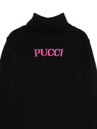 Maglione per bambina Emilio Pucci Junior nero con tessuto a coste - Rubino Kids