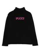 Maglione per bambina Emilio Pucci Junior nero con tessuto a coste - Rubino Kids