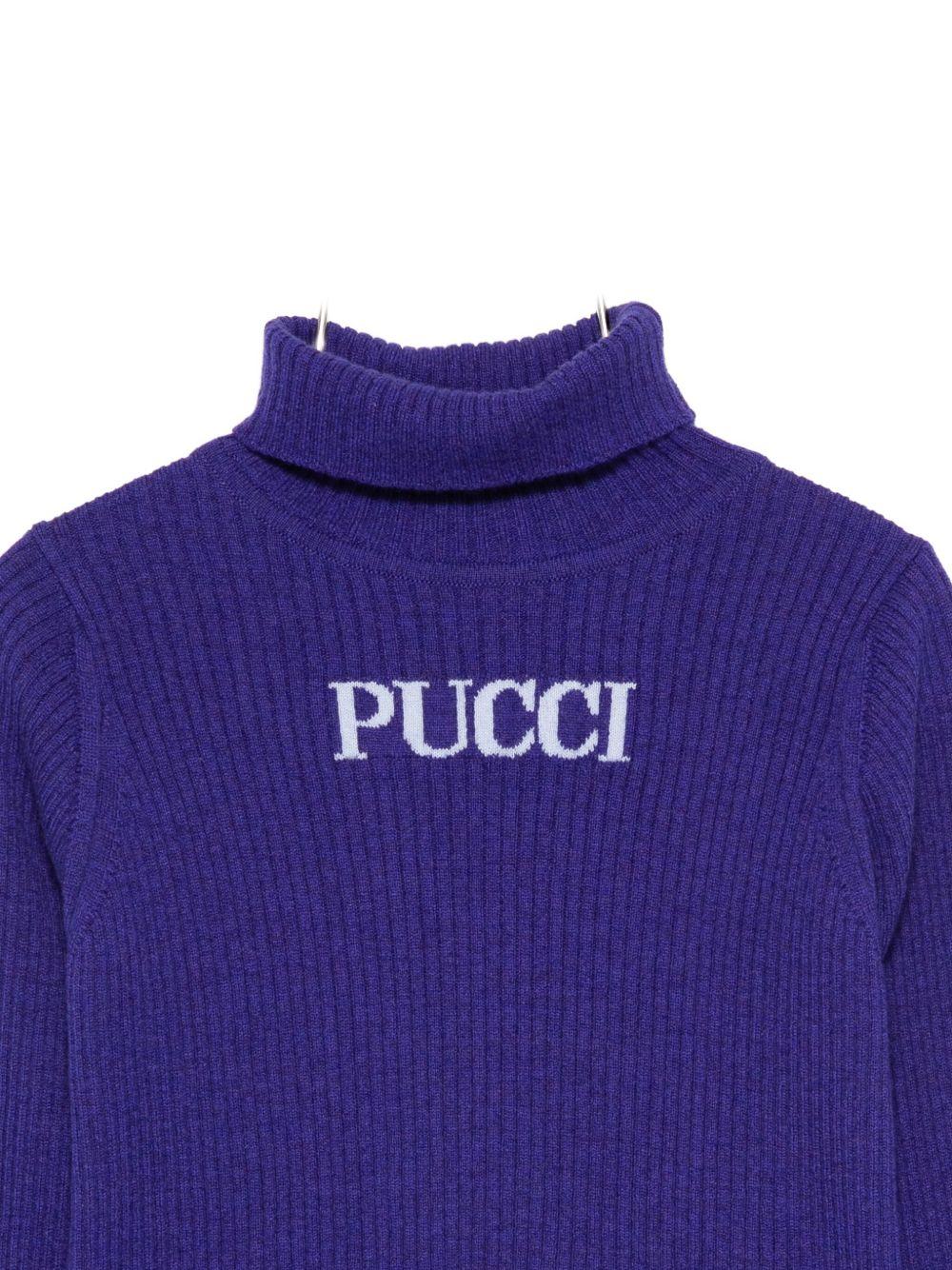 Maglione per bambina Emilio Pucci Junior viola con tessuto a coste - Rubino Kids