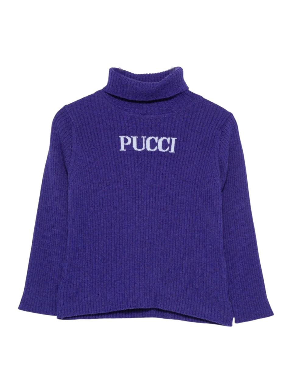 Maglione per bambina Emilio Pucci Junior viola con tessuto a coste - Rubino Kids