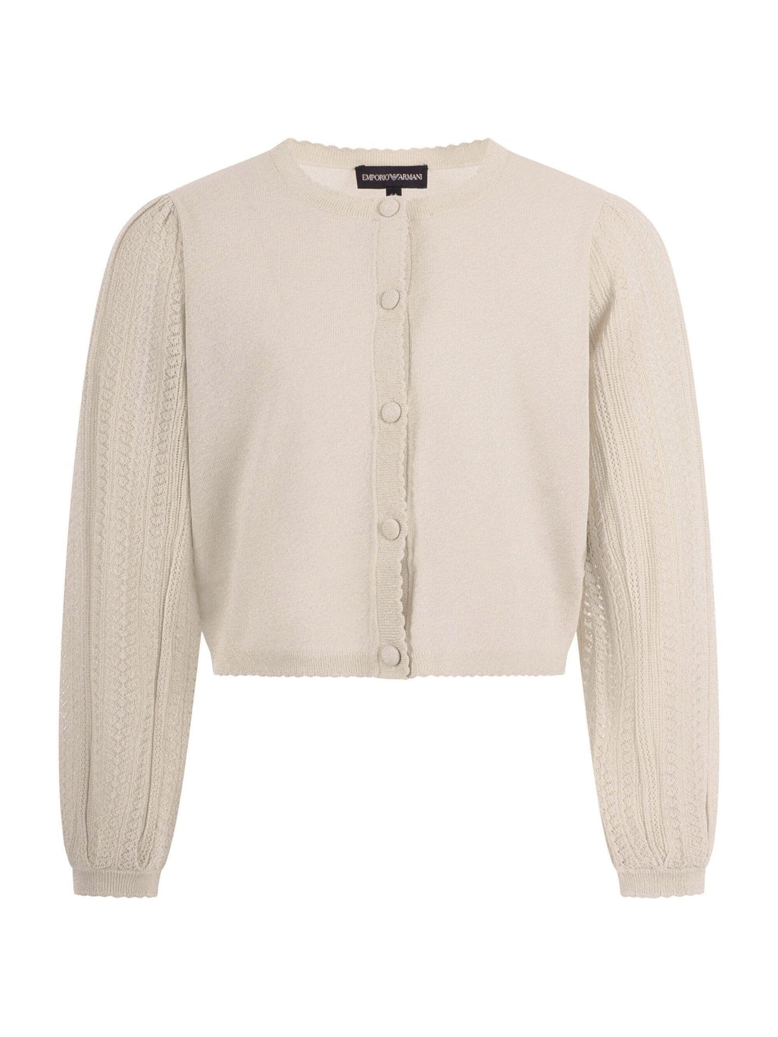 Maglione per bambina Emporio Armani Kids beige con dettagli ricamati - Rubino Kids