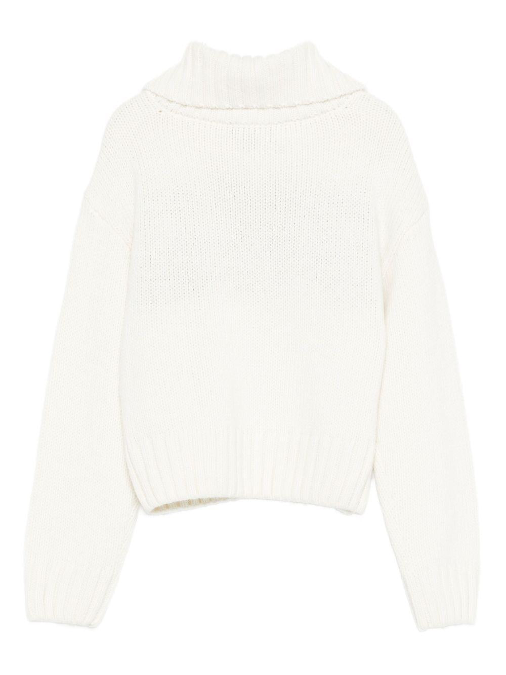 Maglione per bambina Emporio Armani Kids bianco con logo decorato - Rubino Kids