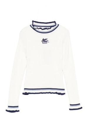 Etro Kids white sweater for girls with embroidered details