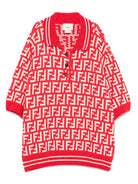 Maglione per bambina Fendi Kids rosso con colletto e monogramma FF - Rubino Kids