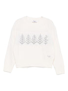 Maglione per bambina Il Gufo bianco con ricamo foglie sul davanti - Rubino Kids