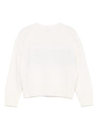 Maglione per bambina Il Gufo bianco con ricamo foglie sul davanti - Rubino Kids