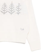 Maglione per bambina Il Gufo bianco con ricamo foglie sul davanti - Rubino Kids