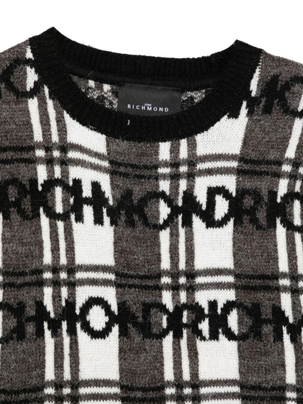 Maglione per bambina John Richmond Junior nero con logo a intarsio - Rubino Kids