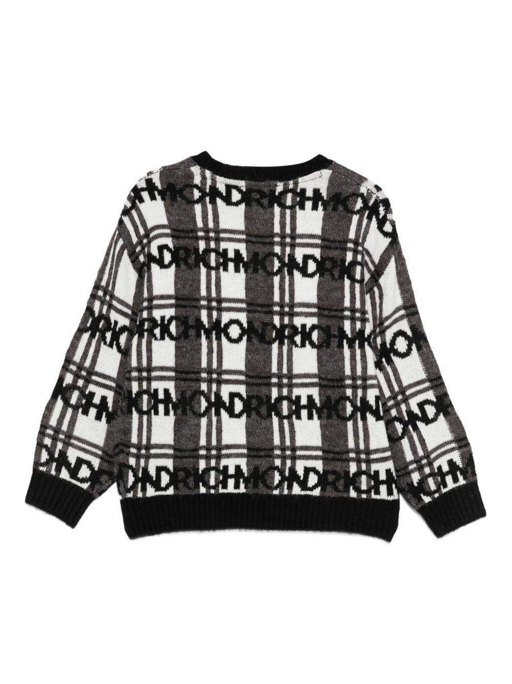 Maglione per bambina John Richmond Junior nero con logo a intarsio - Rubino Kids