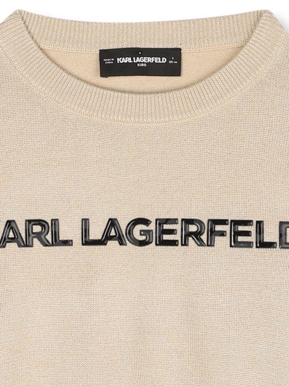 Maglione per bambina Karl Lagerfeld Kids beige con applicazione - Rubino Kids