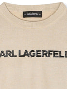 Maglione per bambina Karl Lagerfeld Kids beige con applicazione - Rubino Kids