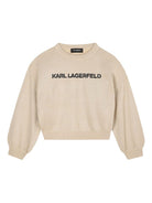 Maglione per bambina Karl Lagerfeld Kids beige con applicazione - Rubino Kids