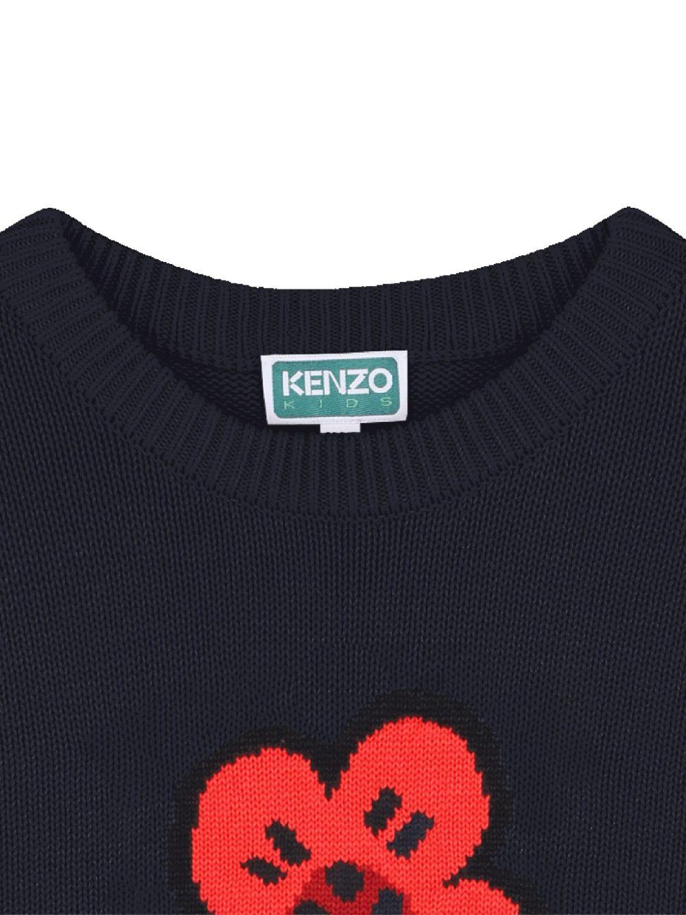 Maglione per bambina Kenzo Kids blu con Boke Flower jacquard - Rubino Kids