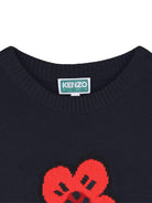 Maglione per bambina Kenzo Kids blu con Boke Flower jacquard - Rubino Kids