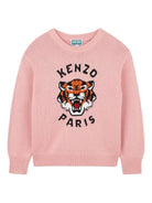 Maglione per bambina Kenzo Kids rosa con motivo Tiger Head - Rubino Kids