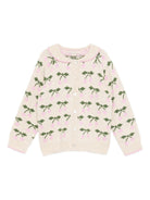 Maglione per bambina Konges Sløjd beige con ricamo ciliegie - Rubino Kids
