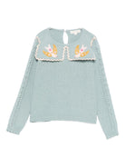 Maglione per bambina Louise Misha azzurro con colletto ricamato - Rubino Kids