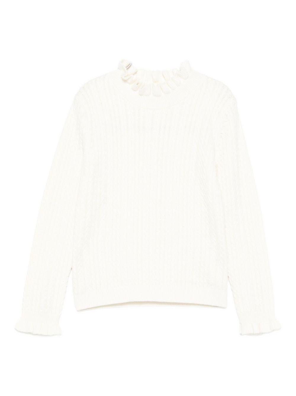 Maglione per bambina Louise Misha bianco con dettagli arricciati - Rubino Kids